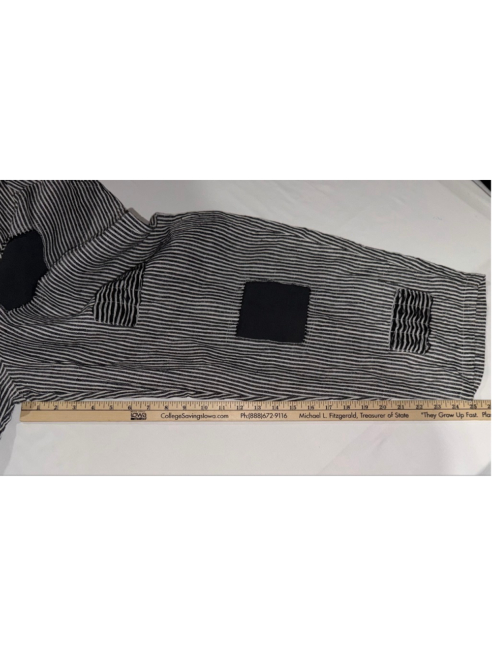Paper Lace Small Women NWT Stripe 100% Linen Patchwork Crop Pants Lagenlook Art - Picture 8 of 12
